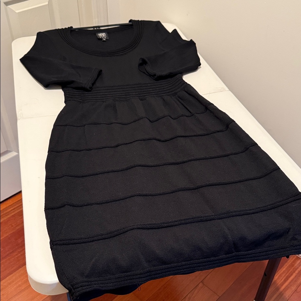 NWOT Wedding Guest Black Midi Long Sleeve Tiered Dress Classy Sophisticated XL